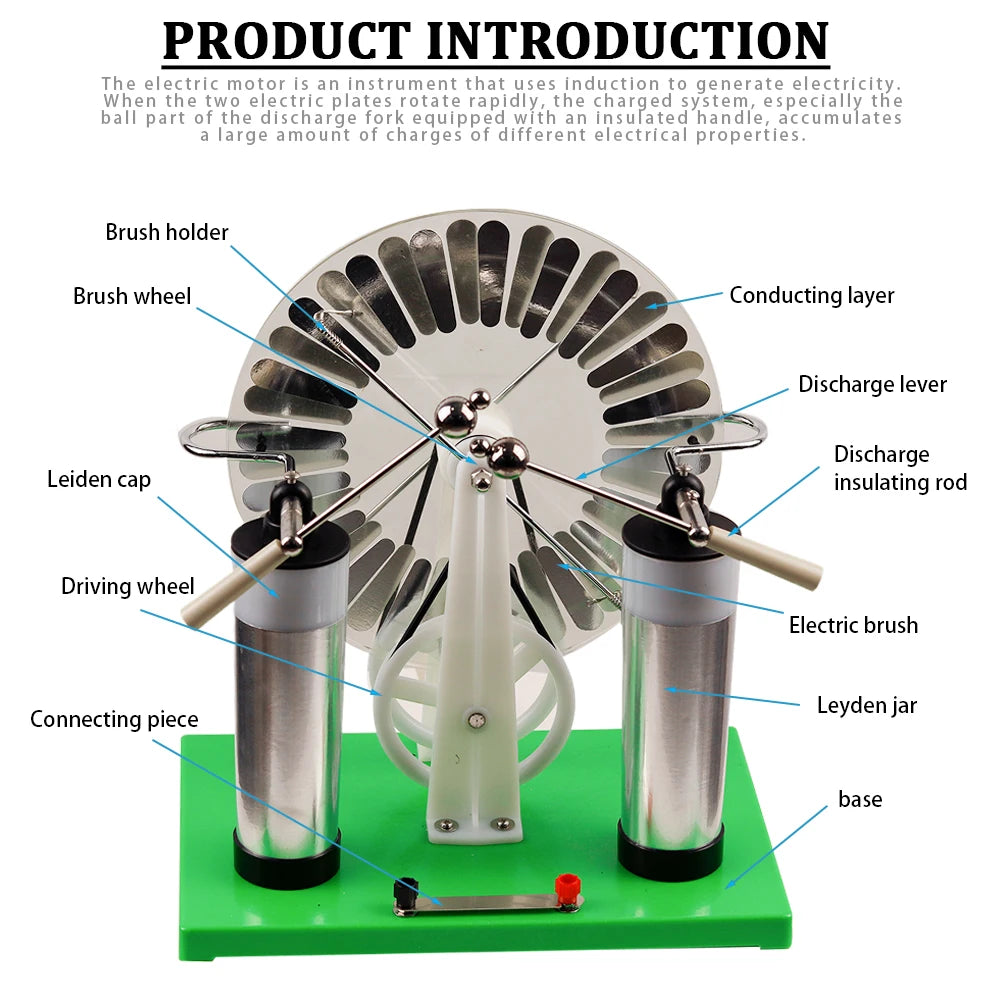 Wimshurst Electrostatic Machine - Static Electricity Generator for Physics Experiments & Tesla Demonstrations