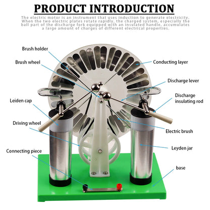 Wimshurst Electrostatic Machine - Static Electricity Generator for Physics Experiments & Tesla Demonstrations