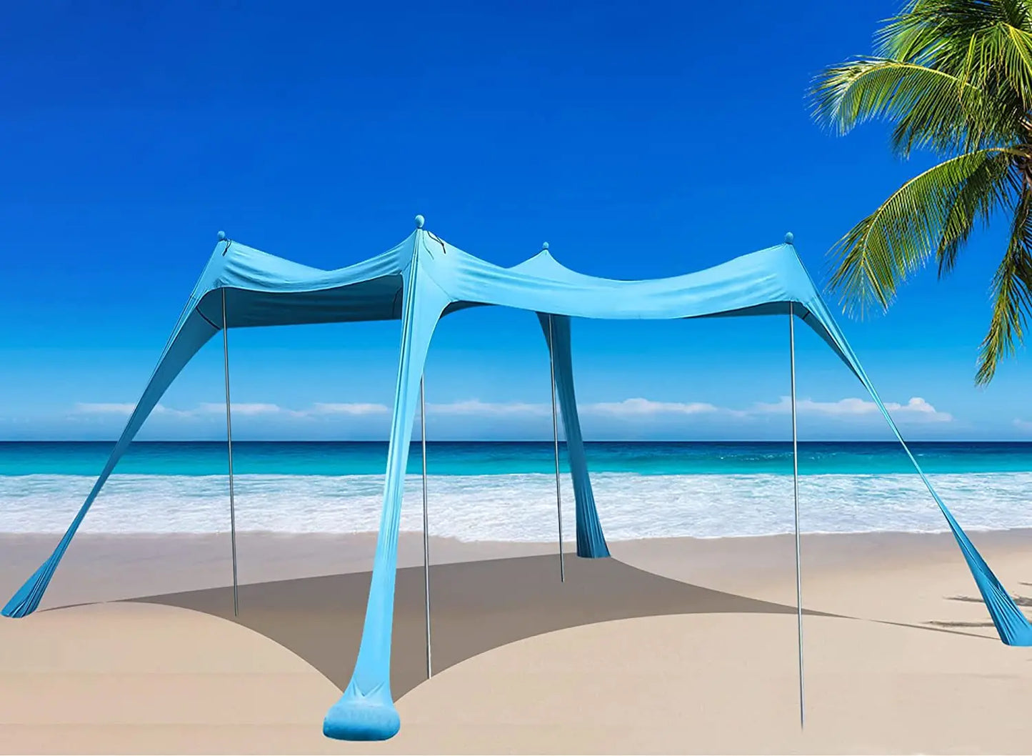 Family Beach Canopy – Large UPF50+ Sunshade Tent with Stability Poles for Beach, Camping, Parties & Picnics