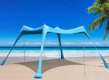 Family Beach Canopy – Large UPF50+ Sunshade Tent with Stability Poles for Beach, Camping, Parties & Picnics