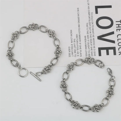 316L Stainless Steel Chain Bracelet - Hip Hop Tricycle Design DIY Statement Jewelry For Men & Women Kpop Style