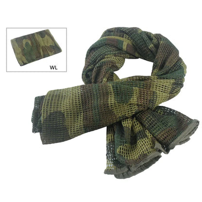 Tactical Camouflage Mesh Scarf - Outdoor Sports, Sniper Face Veil for Wargame, Camping, Hunting, and Cycling