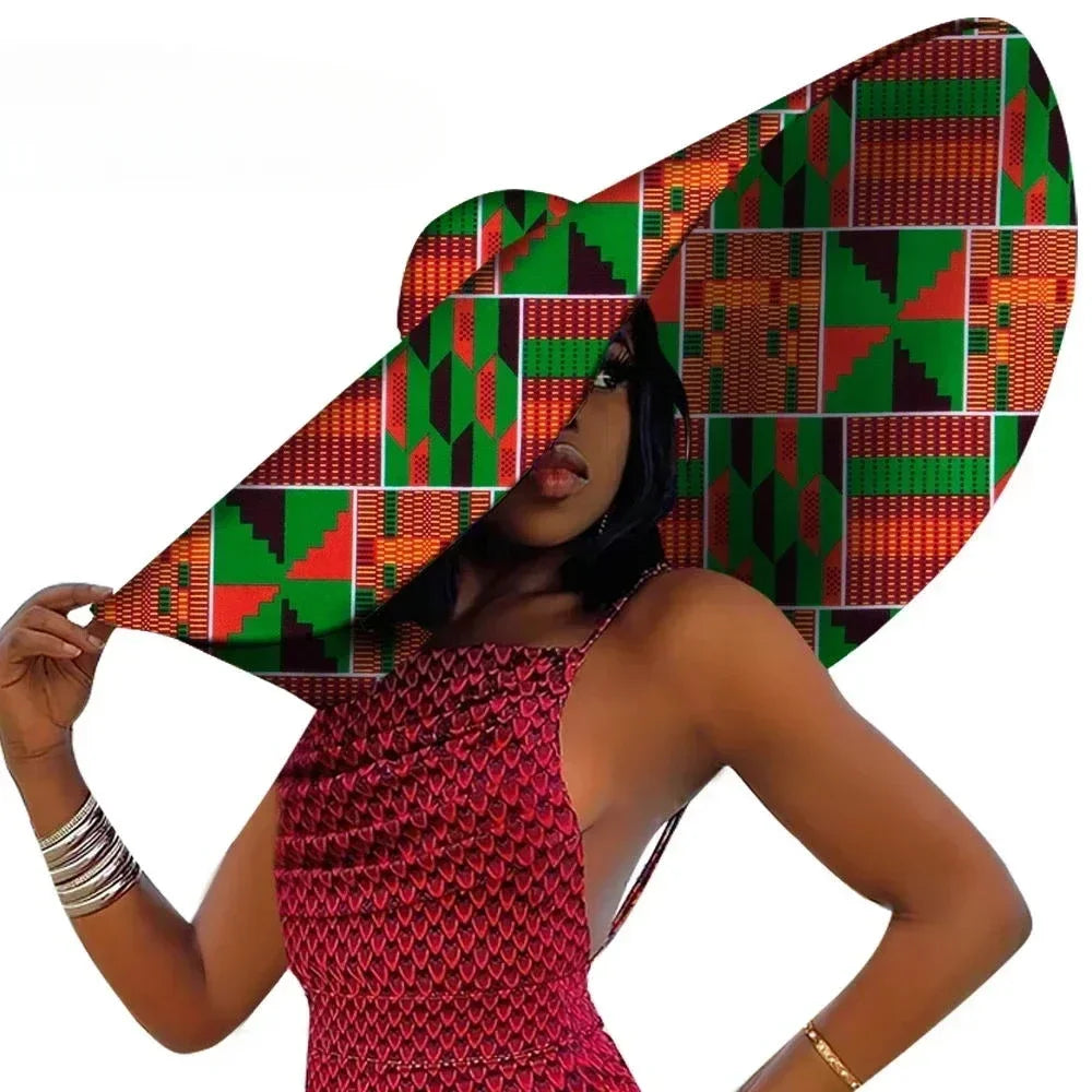 African Ankara Sun Hat - Women's Large Brim Summer Beach Hat