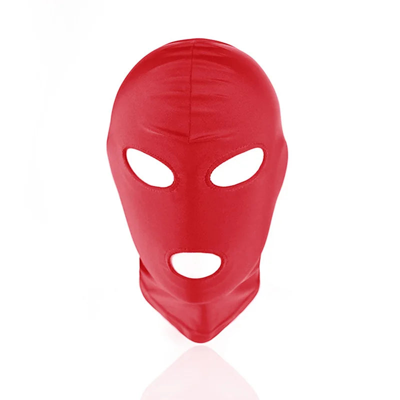 Sexy Red Unisex Full Face Cosplay Mask – Open Eyes & Mouth Hood for Halloween, Role Play, and Costume Parties