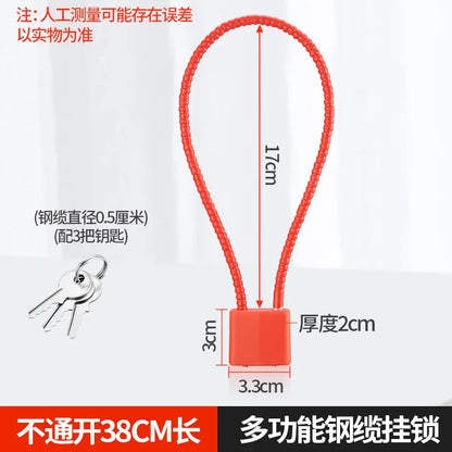 Safety Anti-Theft Hardened Steel Cable Lock – 20/28/38cm Portable Padlock for Guns, Lockers & Outdoor Security