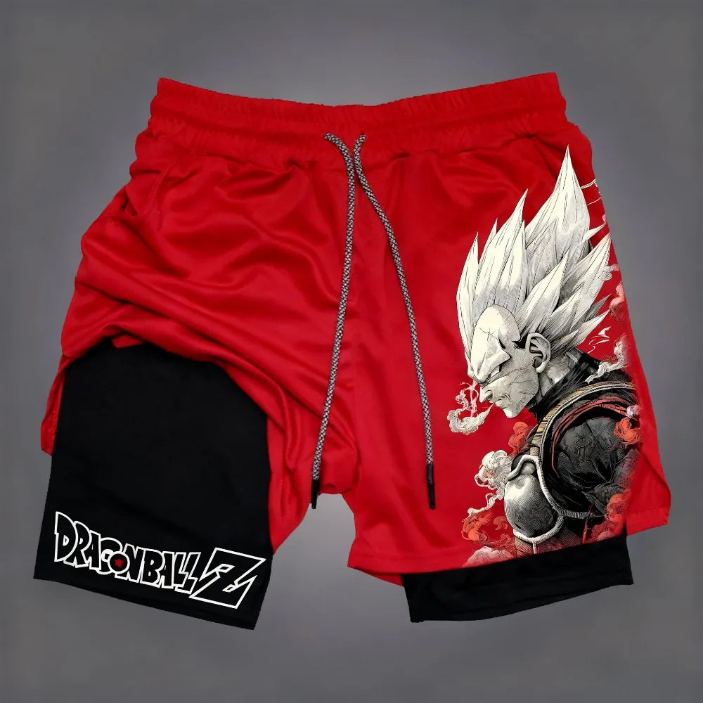 Dragon Ball Men's Double-Layer Shorts - Son Goku Anime Quick-Dry Sports & Fitness Shorts