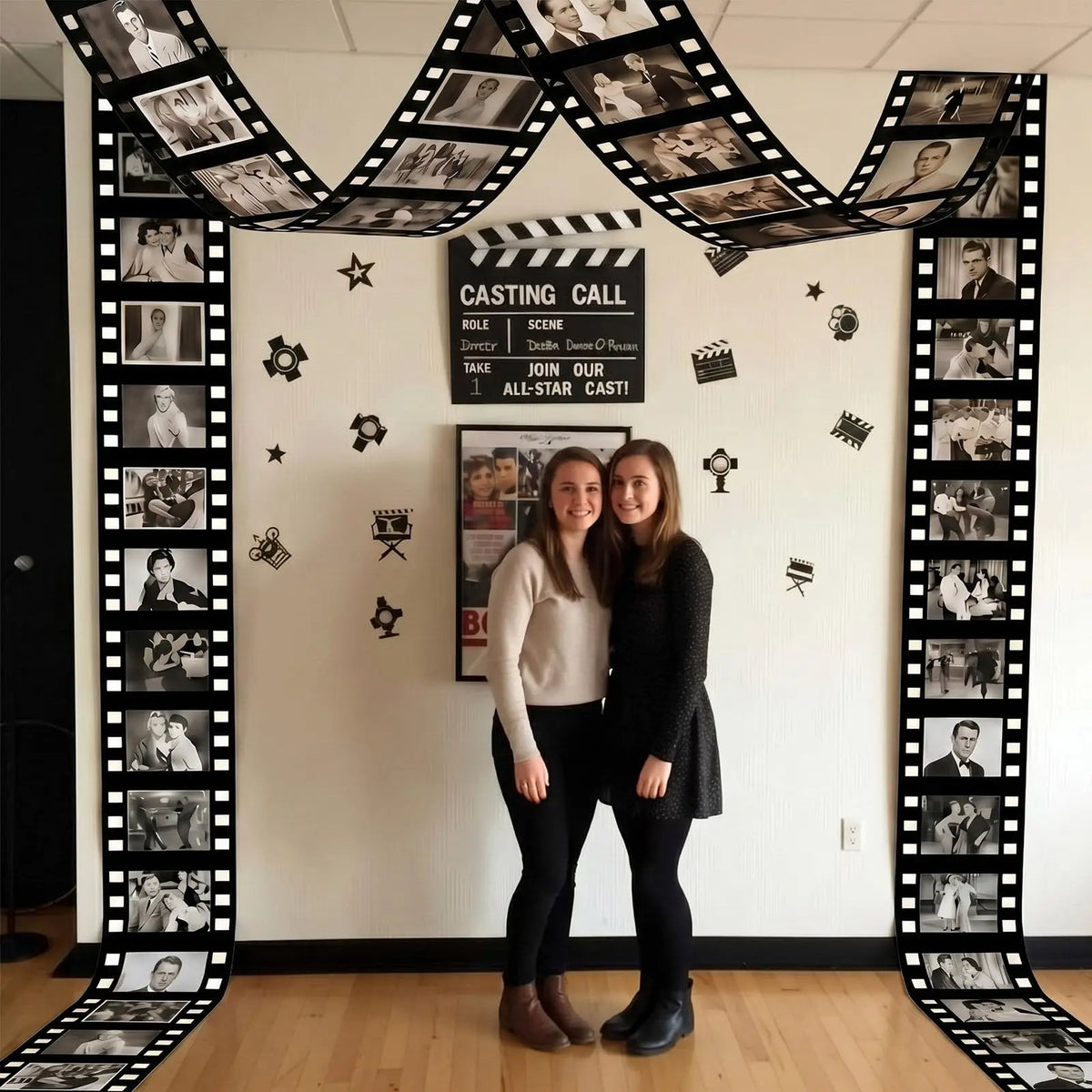 Large Movie Night Photo Booth Props - Polyester Movie Theater Frame for Kids’ First Birthdays, Weddings and DIY Party Decorations