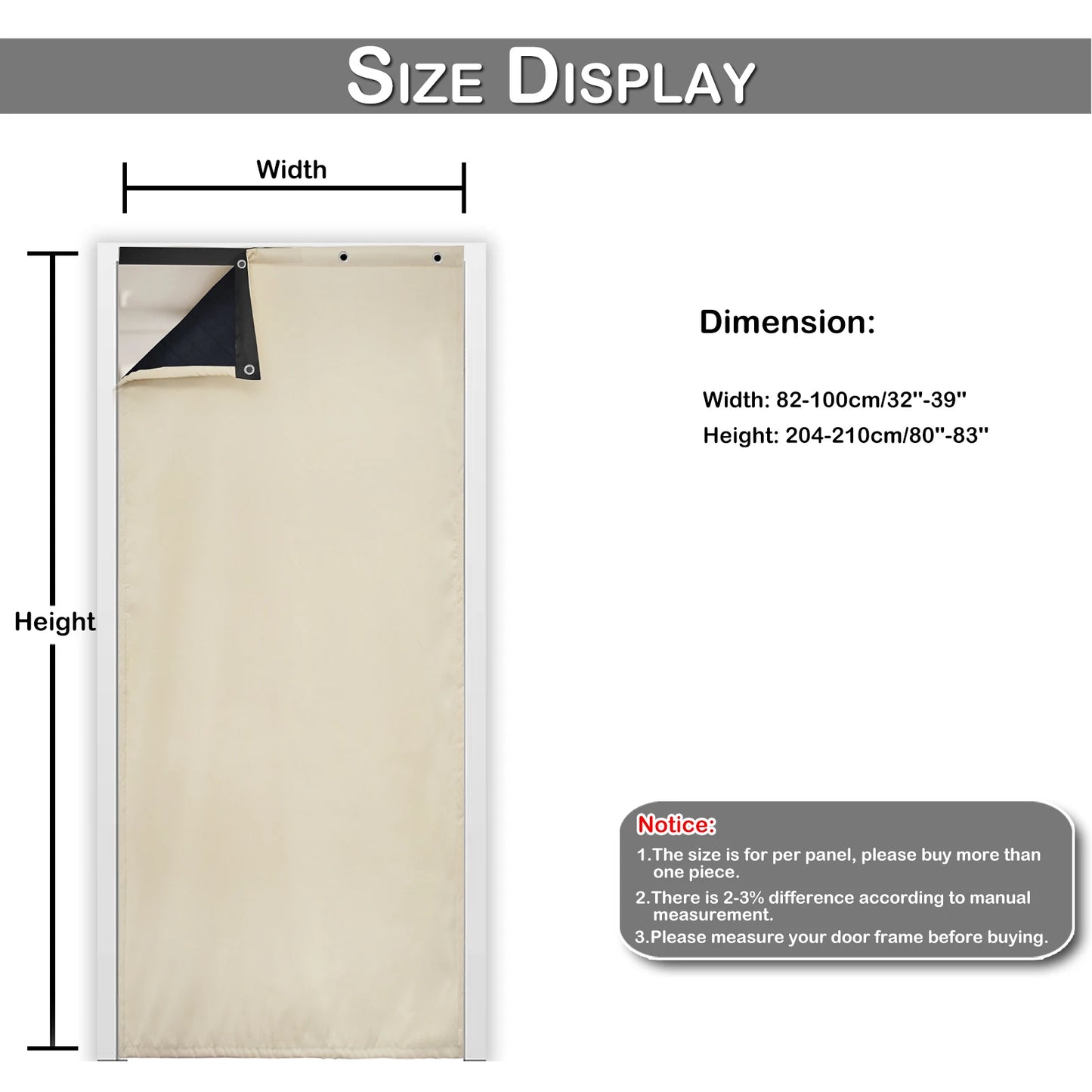 Waterproof Quilted Door Curtains - Self-Adhesive Thermal Insulated Window Drapes for Living Room and Bedroom, Wind-Resistant Panels