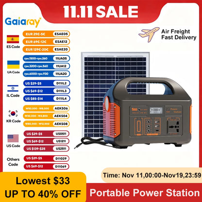 300W/500W Portable Solar Power Station – 460Wh LiFePO4 Battery Energy Storage with 110V/220V Output & LED for Camping, RV, and Travel