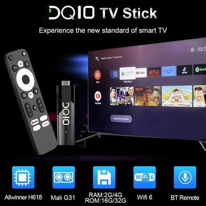 LEMFO DQ10 ATV Mini TV Stick – Android 13, 8K & 4K Support, WiFi 6, Allwinner H618 Quad-Core, Voice Remote Smart TV Box