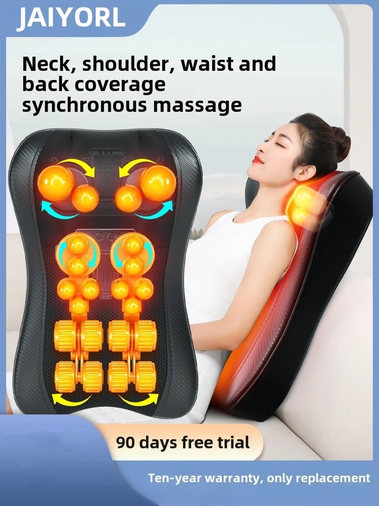 JAIYORL Electric Shiatsu Neck Massage Pillow – Deep Kneading Heat Cushion for Shoulder and Muscle Relaxation