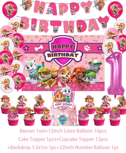 PAW Patrol Skye Pink Birthday Party Decorations Set – Foil Balloon Backdrop, Disposable Tableware & Baby Shower Supplies for Girls Kids Gifts