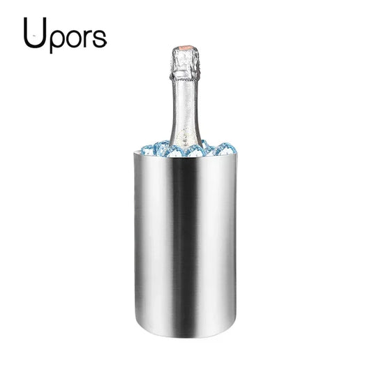 UPORS Stainless Steel Wine Cooler Bucket – Double Wall Bottle Holder for Champagne, Beer & Ice, Bar Chiller Tool