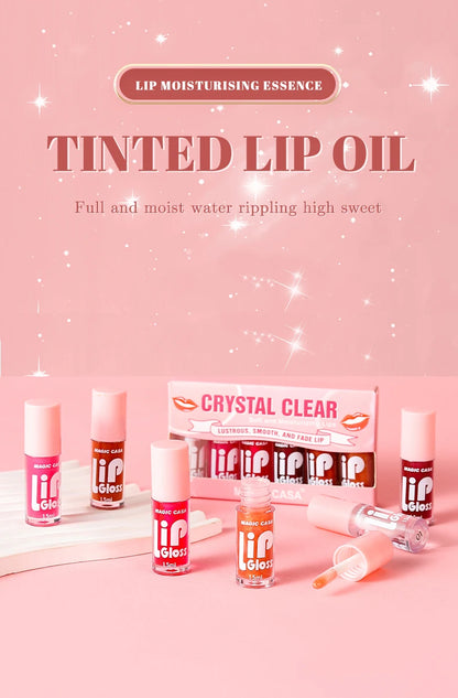 MAGIC CASA 6pcs Hydrating Jelly Lip Oil Set – Long-Lasting Moisturizing & Shimmering Liquid Lip Hydration