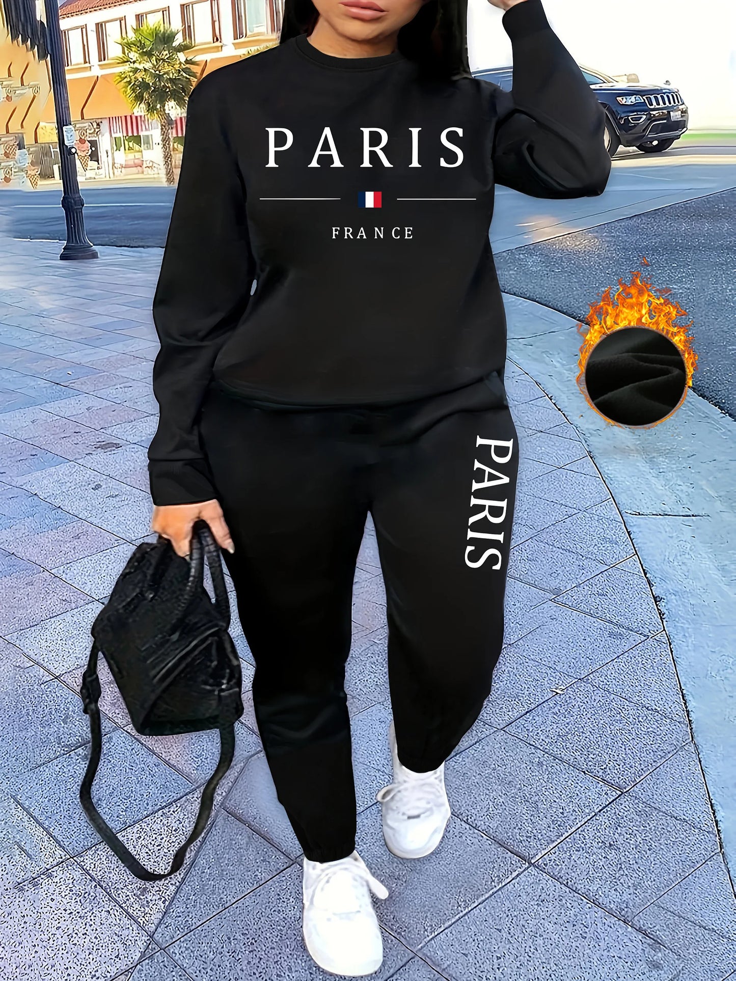 Women's 2-Piece Tracksuit Set - Hooded Sweatshirt & Sweatpants Casual Jogging Sports Outfit