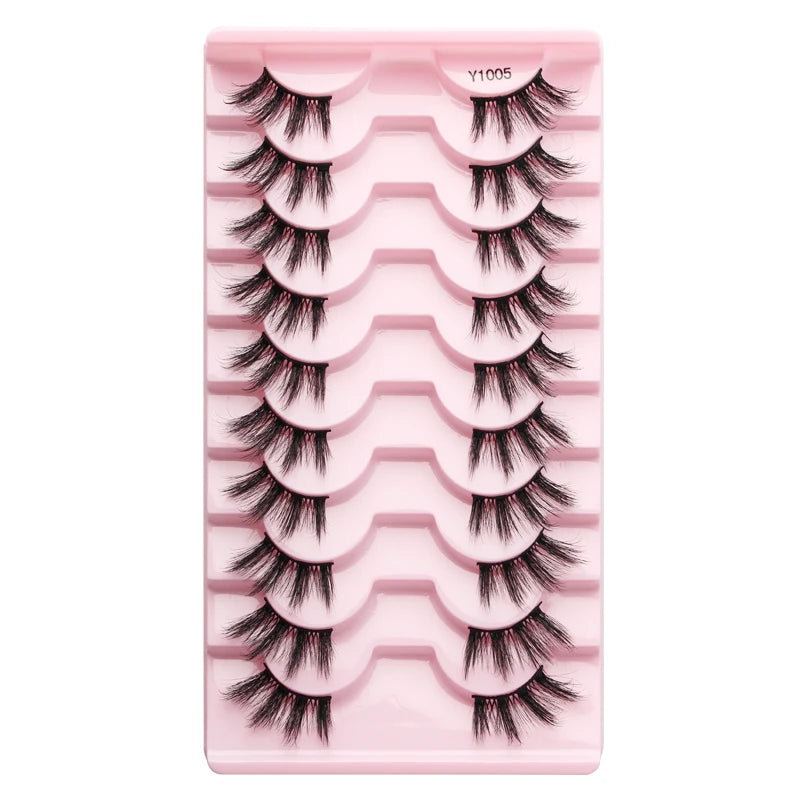 SHIDISHANGPIN 5/10 Pairs Cat Eye False Lashes – 3D Mink Half Lashes, Eyelash Extensions for Natural Makeup, Faux Cils Maquiagem