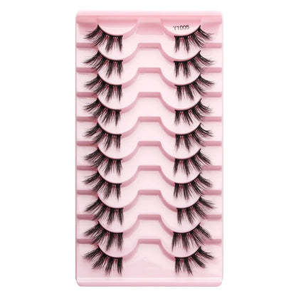 SHIDISHANGPIN 5/10 Pairs Cat Eye False Lashes – 3D Mink Half Lashes, Eyelash Extensions for Natural Makeup, Faux Cils Maquiagem