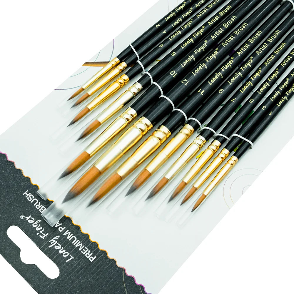 12-Piece Premium Artist Paint Brush Set – Durable Nylon Bristles for Acrylic, Watercolor, Oil & Body Painting