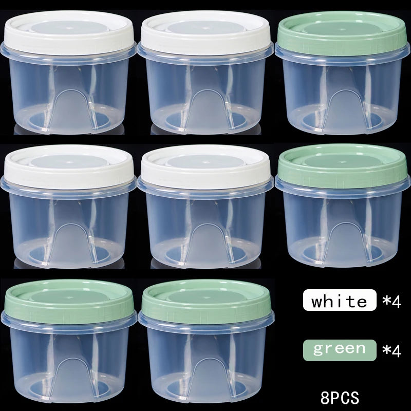 8Pcs 500ml Food Storage Containers - Round Sealed Fresh Keeping Boxes for Refrigerator, Fruits, Snacks & Microwave Heating