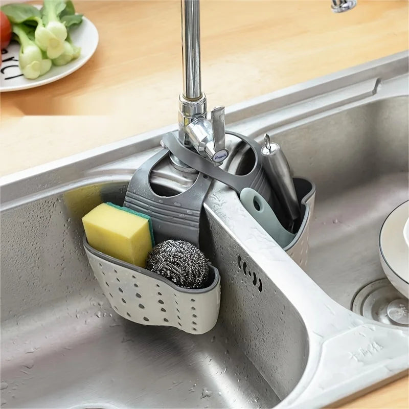 Double-Layer Hanging Sink Bag — Kitchen Rack & Faucet Sponge Holder Storage Basket
