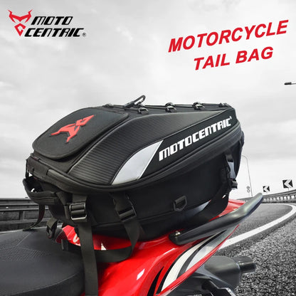 MOTOCENTRIC Waterproof Motorcycle Back Seat Bag - Multifunctional Tail Bag, Rear Seat Helmet Bag, Moto Rider Backpack