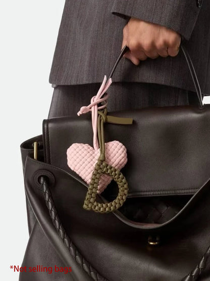 Woven Leather Letter Bag Charm – Luxury Handwoven Pendant Ornament for Women’s Handbags, Fashionable Bag Decoration Accessory