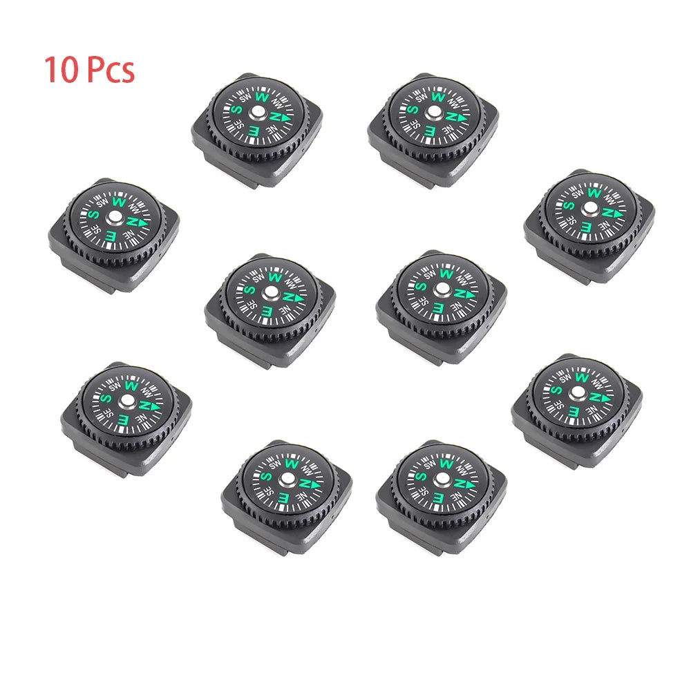 10-Piece Mini Wristband Compass Set - Portable Detachable Navigation Tool for Camping, Hiking, Travel & Emergency Survival