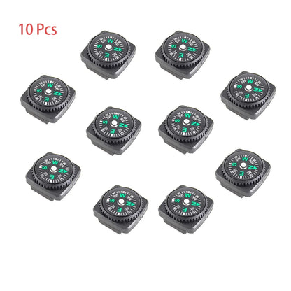 10-Piece Mini Wristband Compass Set - Portable Detachable Navigation Tool for Camping, Hiking, Travel & Emergency Survival