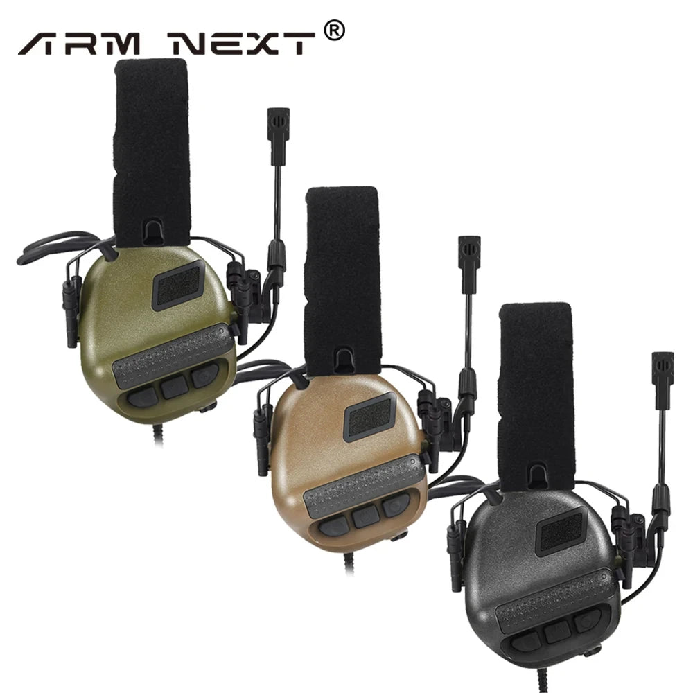ARM NEXT F10 Tactical Headset — Noise-Canceling Hunting & Shooting Headphones with Brackets, Compatible with Wendy M-LOK ARC Helmet