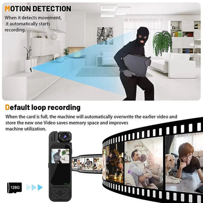 Mini Body Camera - 1080P HD Sports Recorder with Infrared Night Vision and 1.3-Inch Display