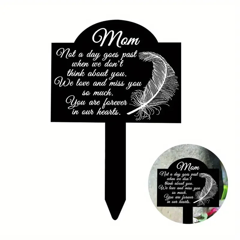 Waterproof Memorial Suncatcher Grave Marker – Black Remembrance Plaque Stake with Dove for Cemetery & Garden