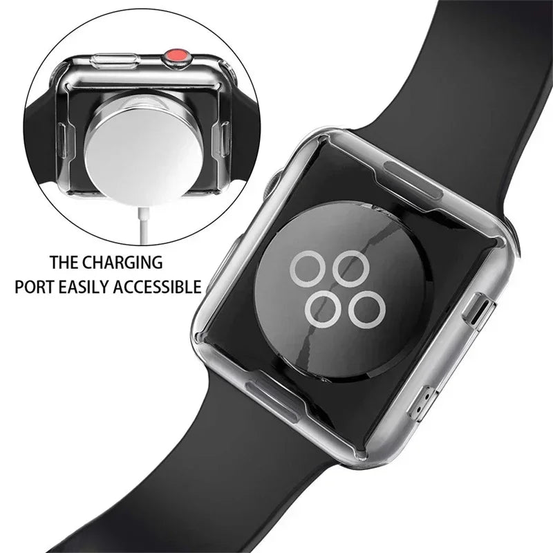 Soft TPU Full Case Screen Protector for Apple Watch Series 2-10 & SE/Ultra – 41mm-49mm iWatch Cover