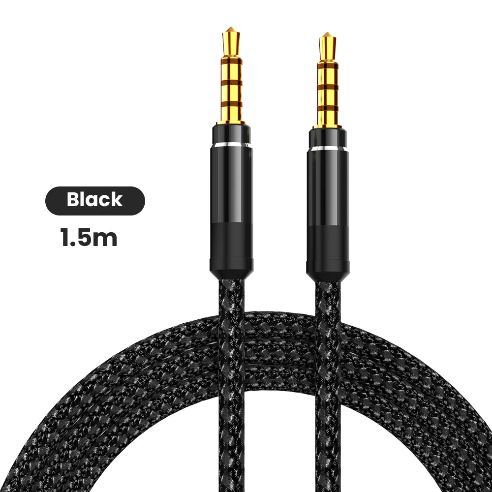 NNBILI 1.5M 3.5mm Audio Cable - Nylon Braid AUX Cable for Phone, MP3, Car Headset & Speaker Extension