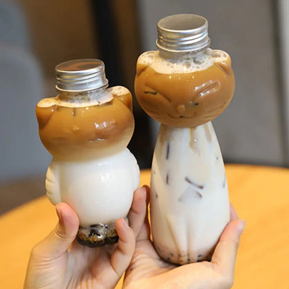 Cute Cat Shaped Water Bottle – Portable BPA-Free Drinking Cup for Milk Tea, Coffee & Juices