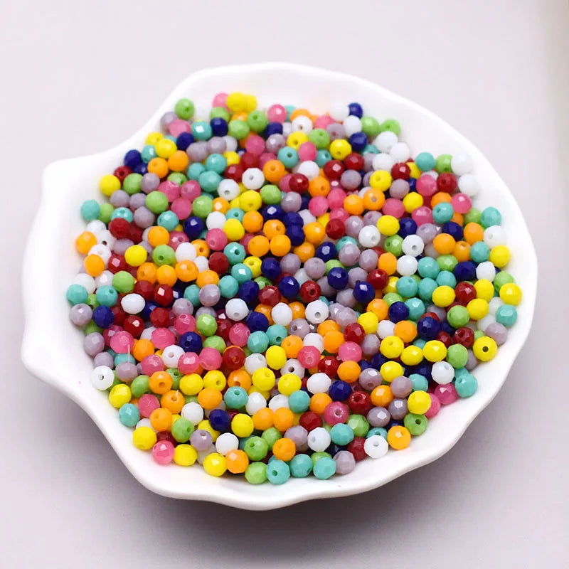 Mixed Color Crystal Glass Beads - 4mm Faceted Rondelle Spacer Beads for DIY Bracelet & Jewelry Making Crafts