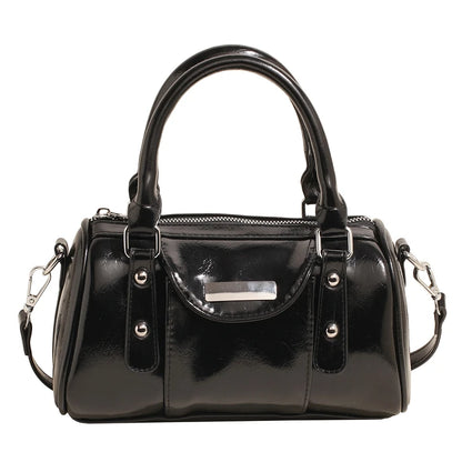 Burgundy Mini Top-Handle Bag for Women — PU Leather Shoulder & Crossbody Handbag 2024 Luxury Designer