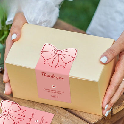 50pcs Pink Bowknot Thank You Stickers - Cute Rose Gift Box Sealing Labels for Decorative Packaging & Presents