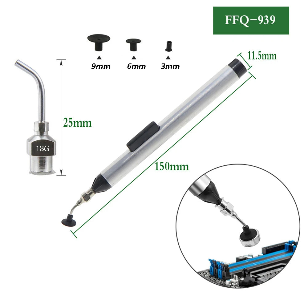 Vacuum Suction Pen Kit - IC SMD Pickup Tool with 3 Suction Cups for Electronics Repair and Desoldering