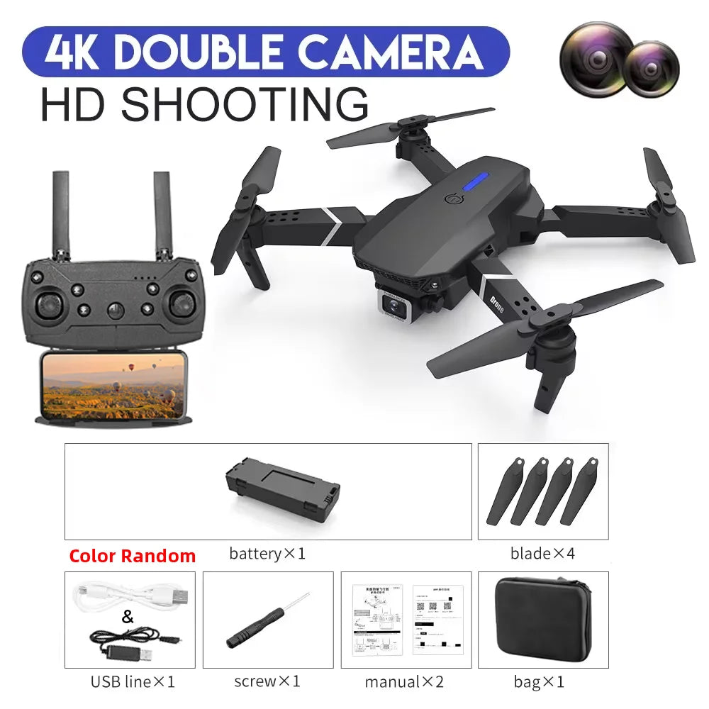 KBDFA 2023 E88 Pro WIFI FPV Drone – 4K/1080P HD Camera, Height Hold, Foldable Quadcopter Helicopter for Kids & Gifts        4o mini