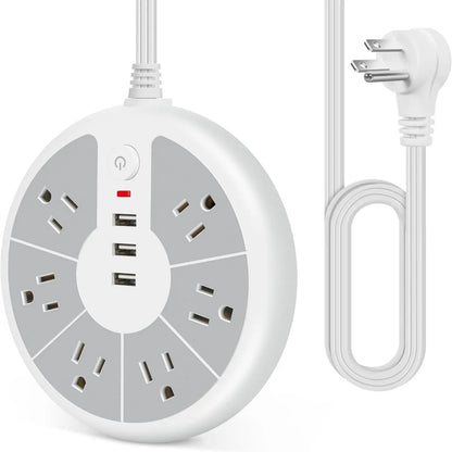 American Standard Disc Power Strip – 3 USB Socket Surge Protector for Office, School & Home Use