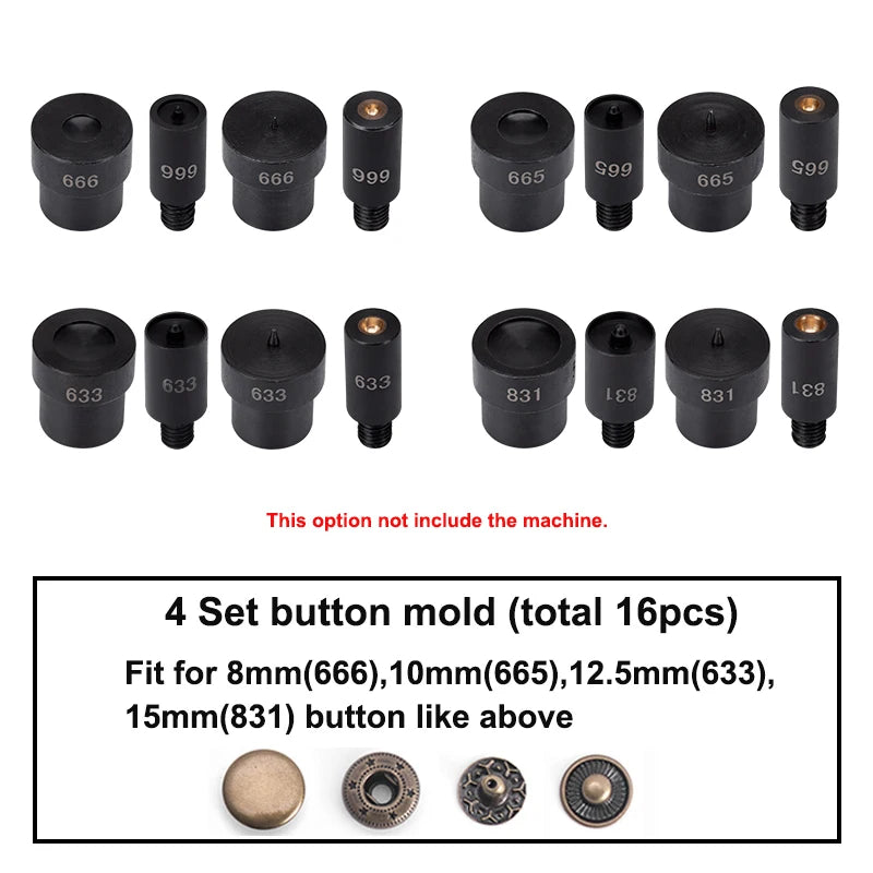 WUTA Manual Button Installation Tool – Mute Punching for Mushroom Rivets & Eyelets, DIY Hand Pressing Tool (With/Without Machine)