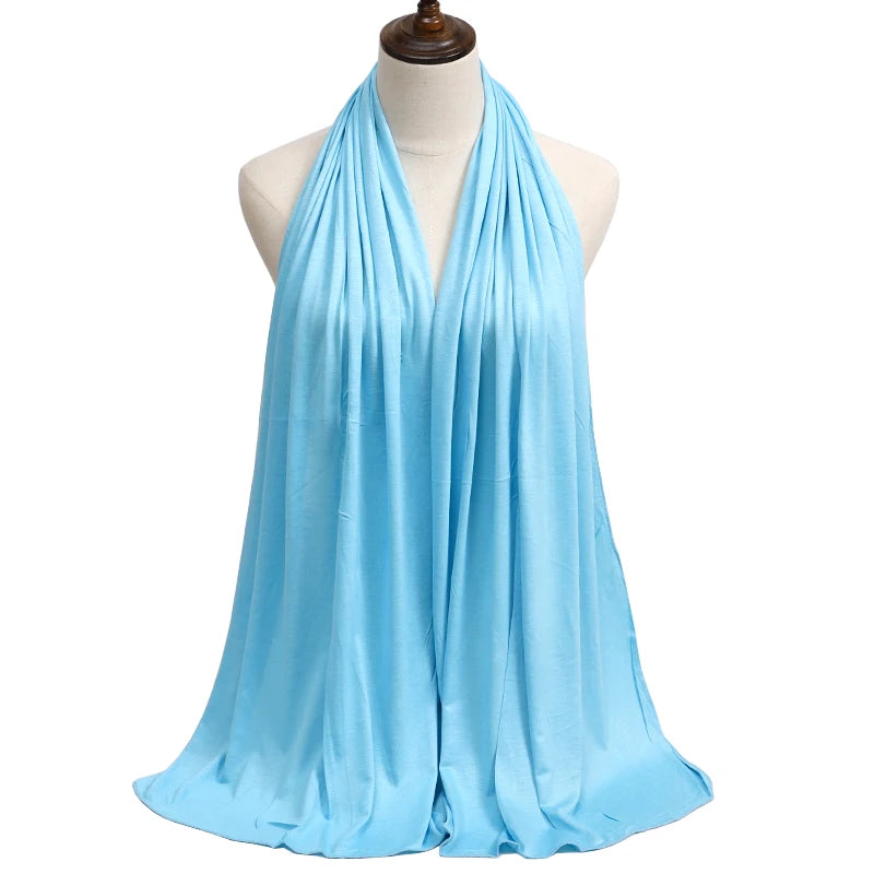 Women's Modal Cotton Jersey Hijab - Soft Solid Color Muslim Headscarf for Ramadan & Everyday Wear