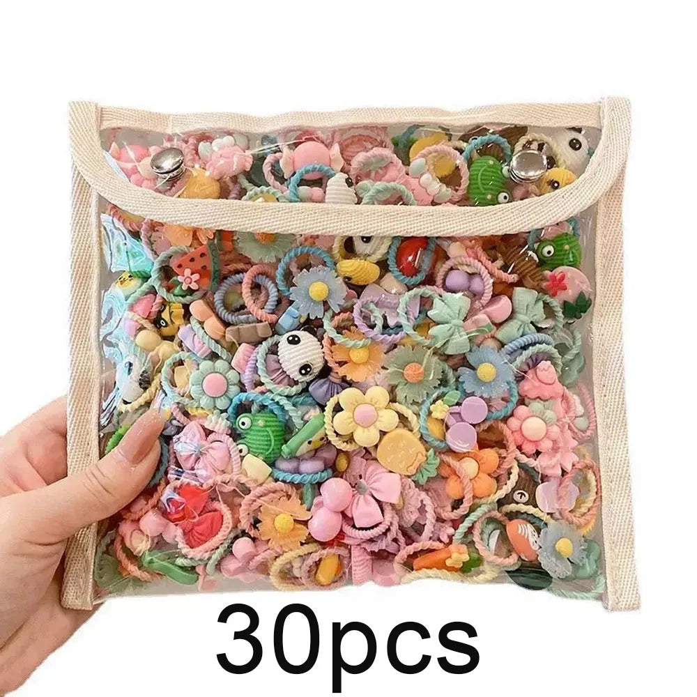 Cute Cartoon Hair Ties for Little Girls – 20/30/50PCS Soft Elastic Rubber Bands & Non-Pulling Hair Accessories