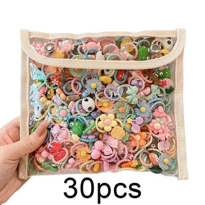Cute Cartoon Hair Ties for Little Girls – 20/30/50PCS Soft Elastic Rubber Bands & Non-Pulling Hair Accessories