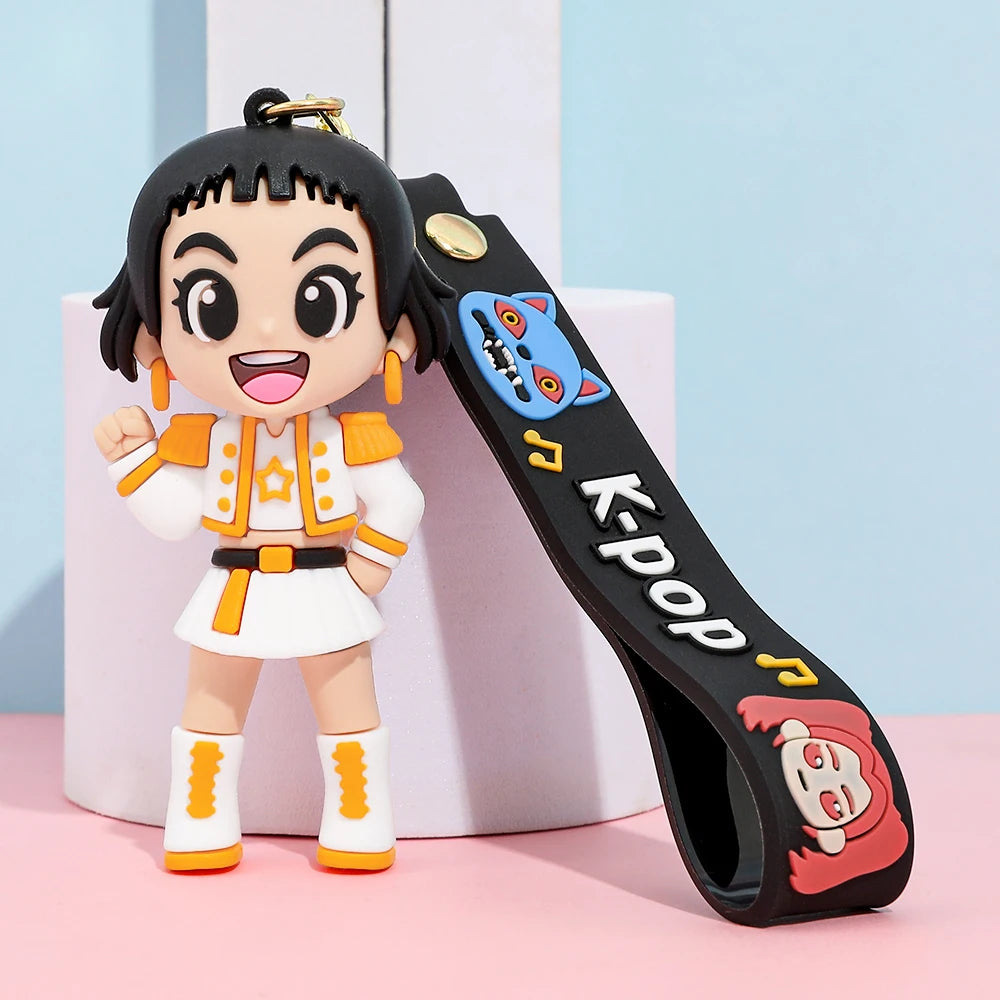 New KPOP Demon Hunters Keychain – Tiger PVC Figure, Cute Harajuku Style Key Ring for Kids & Fans