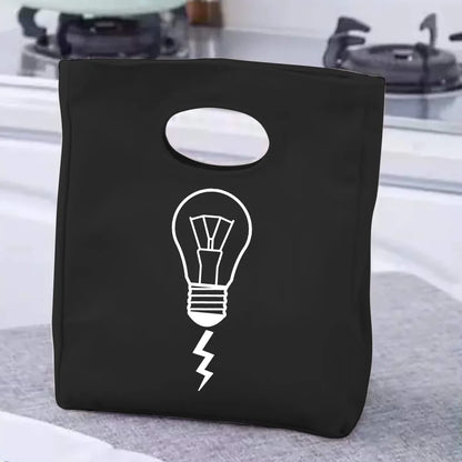 2024 Insulated Lunch Bag with Handle – Portable Thermal Cooler Lunch Box for Picnic, Travel & Food Storage, White Printed Design