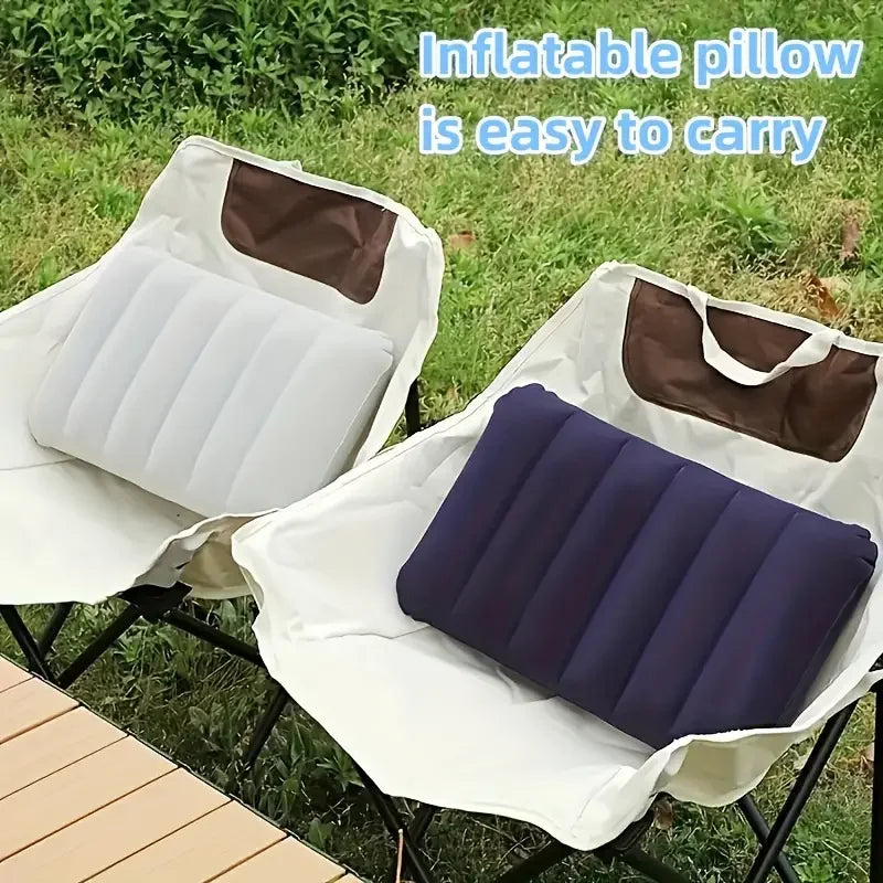 47x30cm Inflatable Camping Pillow - Folding Air Cushion Travel Pillow for Outdoor Camping, Airplanes & Back Support