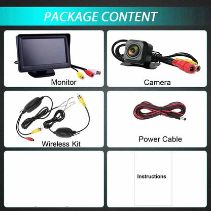 Wireless Car Reversing Backup Camera Kit – 4.3" Rear View Monitor for Vehicle Parking