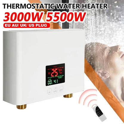 110V/220V Instant Water Heater 3000W/5500W | Wall-Mounted Electric Shower Heater for Bathroom & Kitchen Hot Water