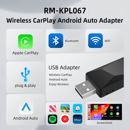 2-in-1 AI Box Mini Adapter – Wired to Wireless CarPlay & Android Auto, Plug and Play WiFi Smart Dongle, Compatible with 99% of Cars